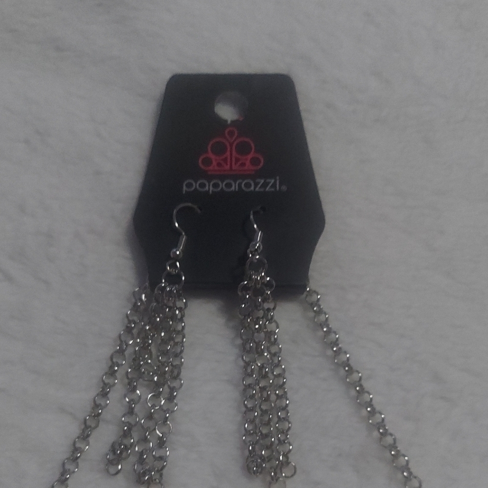 8/$10 Paparazzi Silver Necklace with Red Accent - Picture 3 of 8